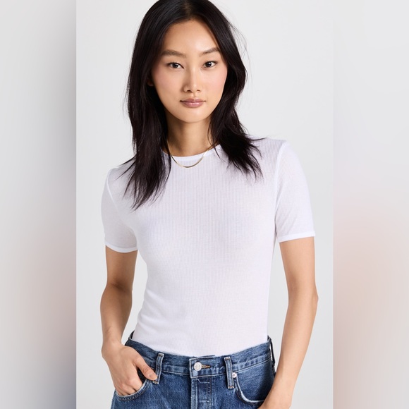 Agolde White Abbie slim Tee - Picture 1 of 5
